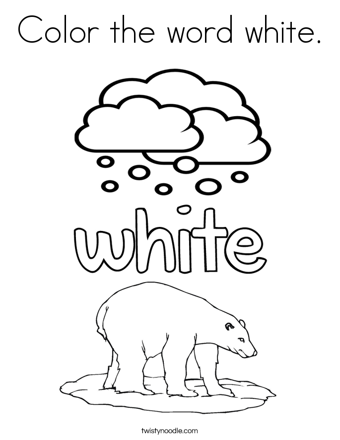 White Coloring Pages color the word white coloring page twisty noodle