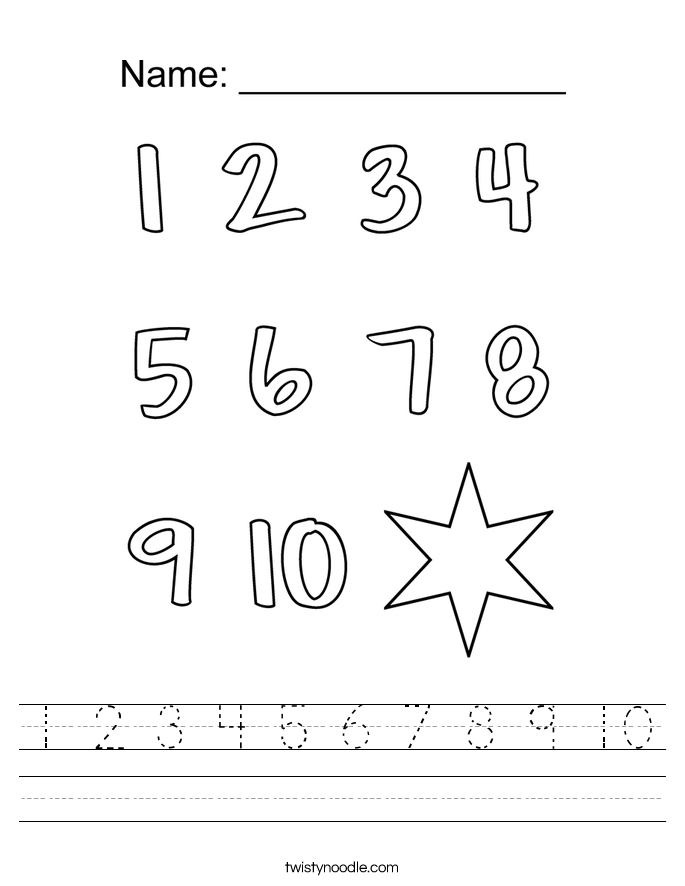 1 2 3 4 5 6 7 8 9 10 Worksheet - Twisty Noodle