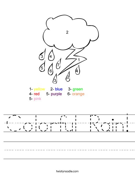 Colorful Rain Worksheet - Twisty Noodle