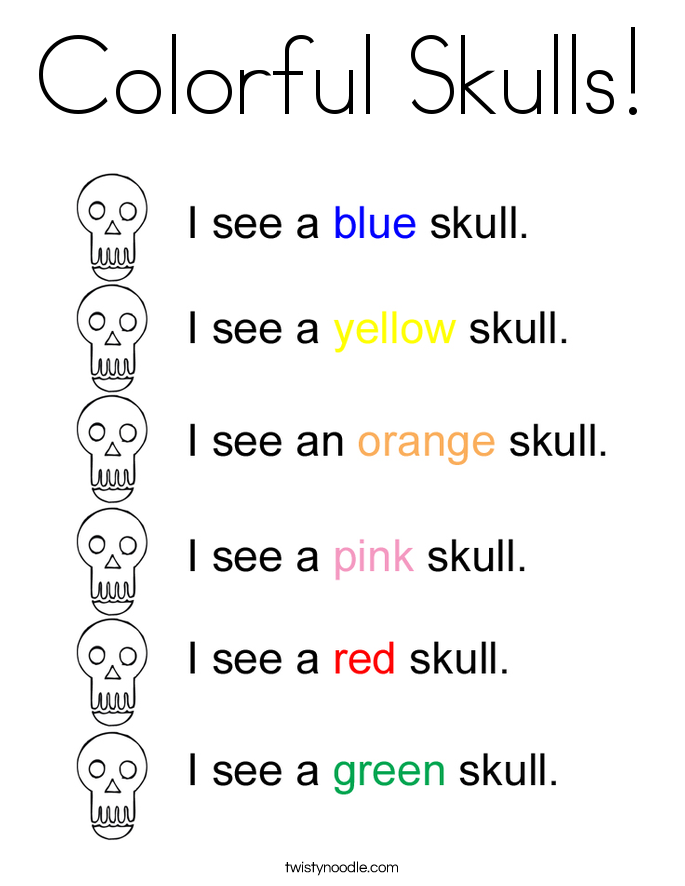 colorful skulls coloring page