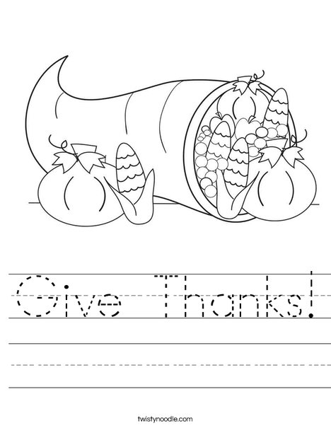 Give Thanks Worksheet - Twisty Noodle