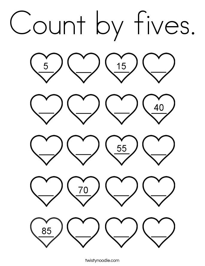 Count by fives Coloring Page - Twisty Noodle