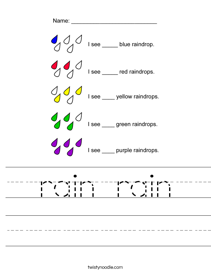 rain rain Worksheet - Twisty Noodle