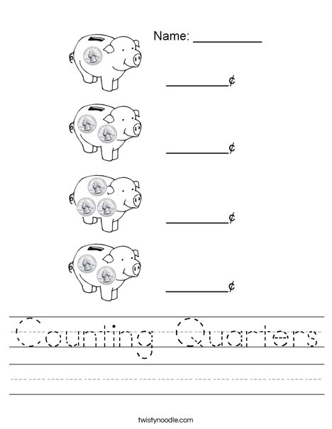 Counting Quarters Worksheet - Twisty Noodle