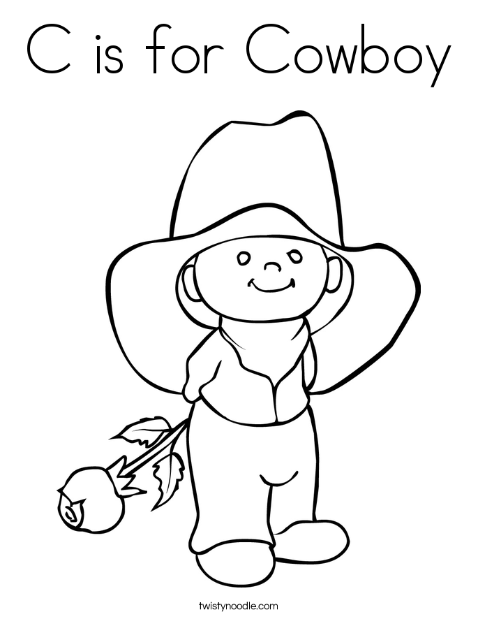 c is for cowboy coloring page