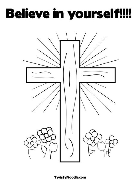 Cross with Flowers Coloring Page