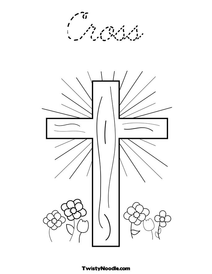 Cross with Flowers Coloring Page