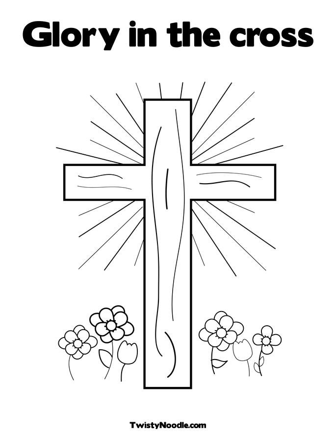Cross with Flowers Coloring Page
