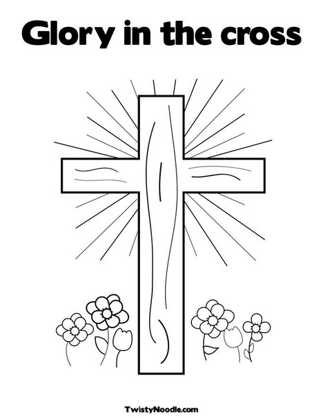 Cross with Flowers Coloring Page