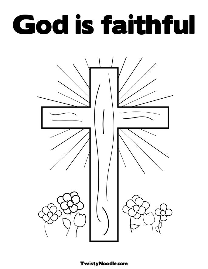 Cross with Flowers Coloring Page