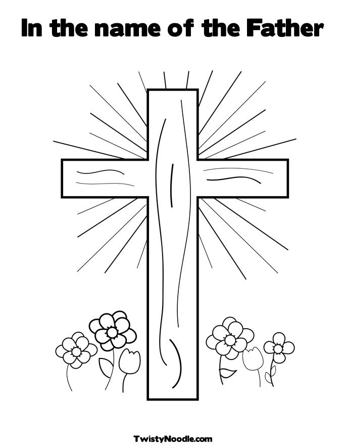 Cross with Flowers Coloring Page