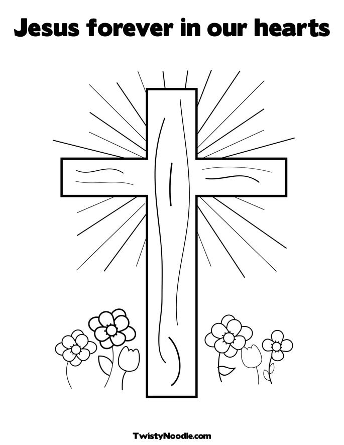 Cross with Flowers Coloring Page
