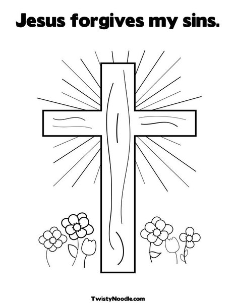 Cross with Flowers Coloring Page