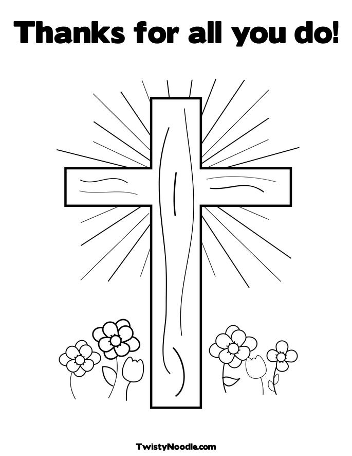 Cross with Flowers Coloring Page