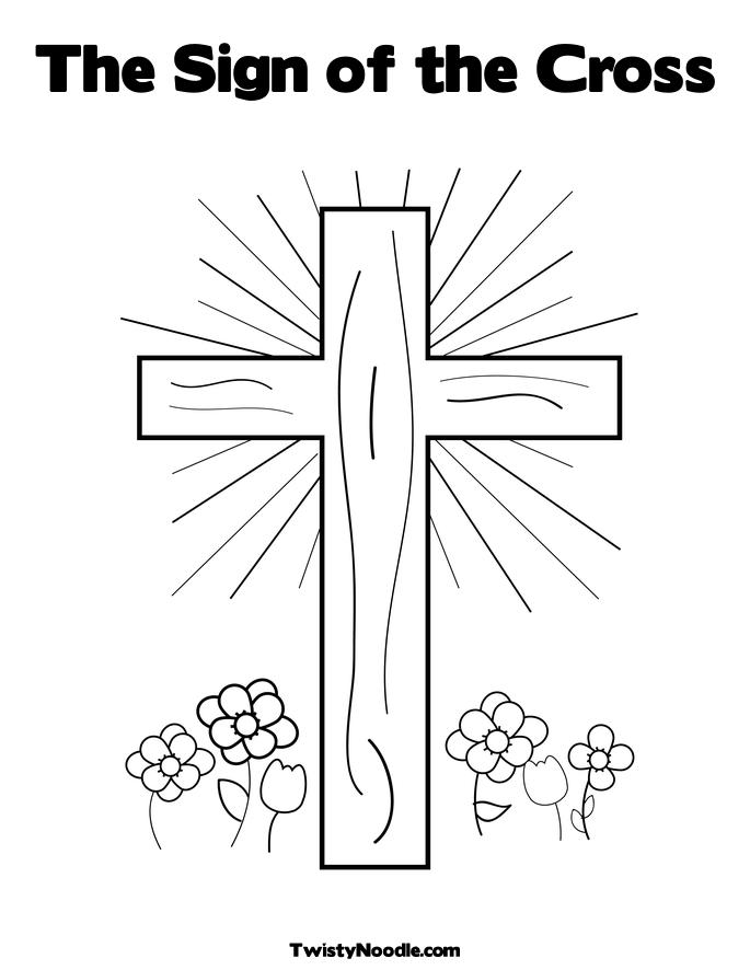 Cross with Flowers Coloring Page