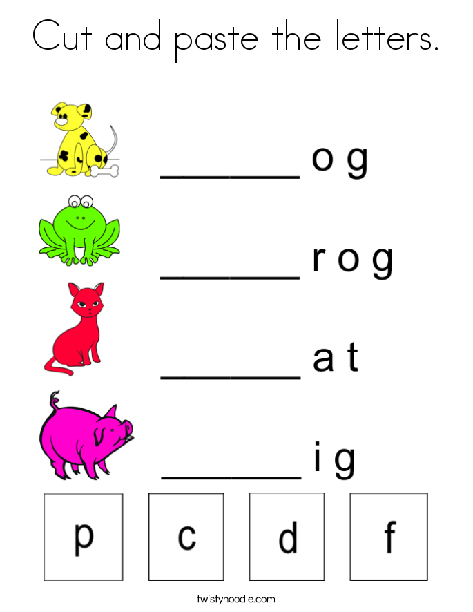 Cut and paste the letters Coloring Page - Twisty Noodle Cut and paste the letters Coloring Page - Twisty Noodle