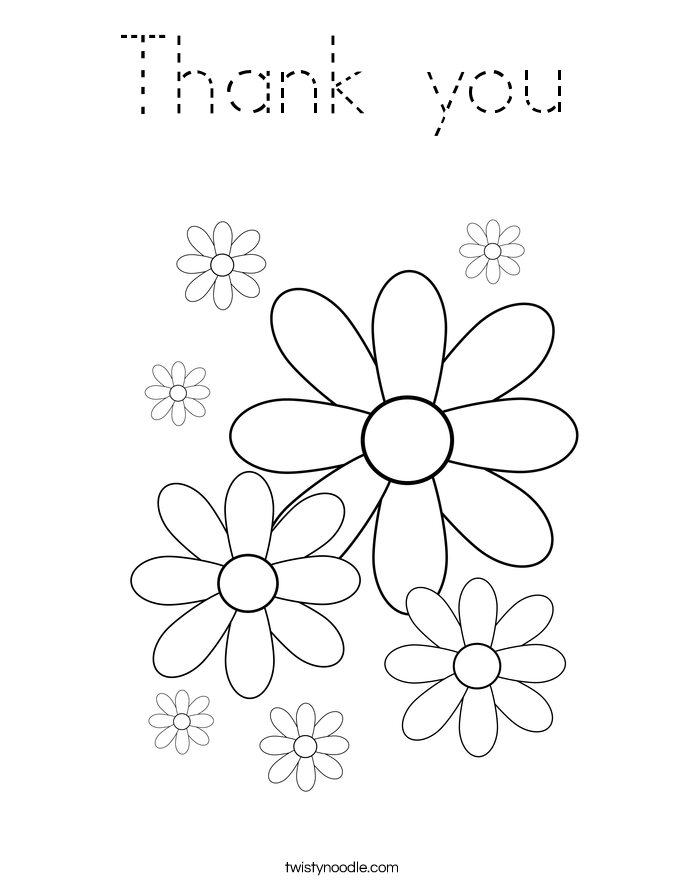 Thank you Coloring Page - Tracing - Twisty Noodle