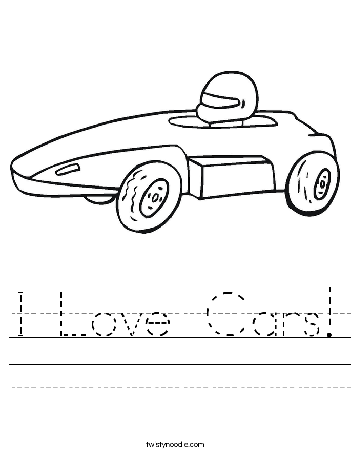 I Love Cars Worksheet Twisty Noodle