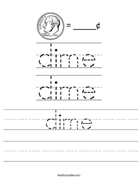 dime Worksheet - Twisty Noodle