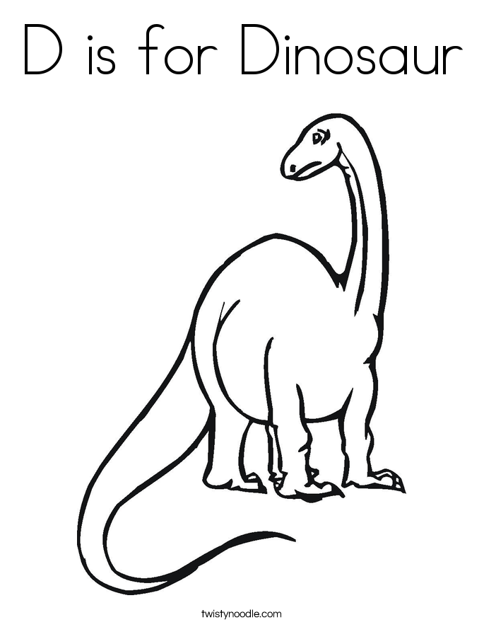 D is for Dinosaur Coloring Page - Twisty Noodle