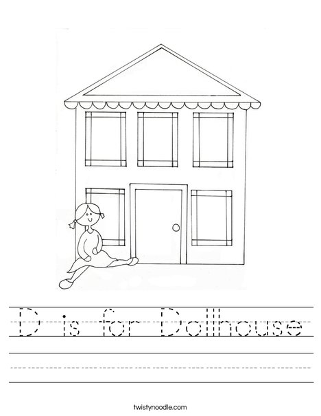 Line Art Doll House : D is for dollhouse worksheet twisty noodle