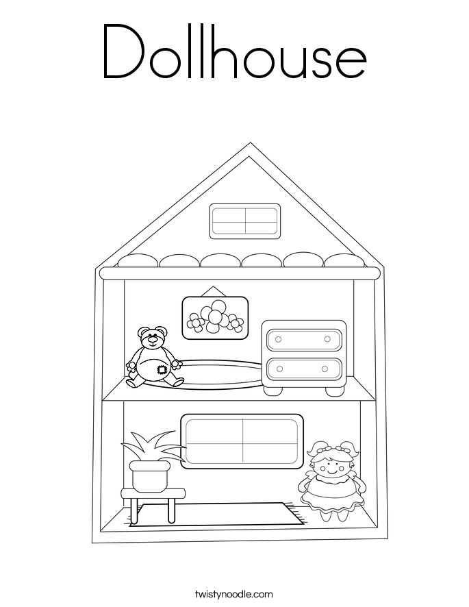 Dollhouse Coloring Page - Twisty Noodle