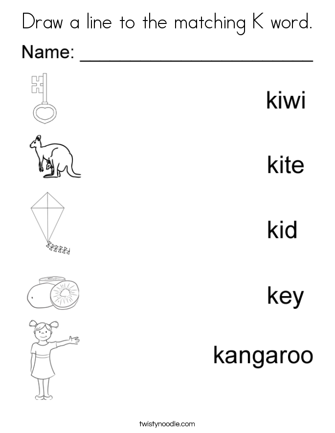 Drawing Lines With Word : Letter k is for knight words starts with