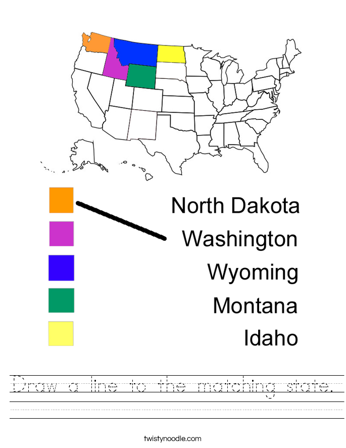Drawing Lines Worksheet Ks : Draw a line to the matching state worksheet twisty noodle