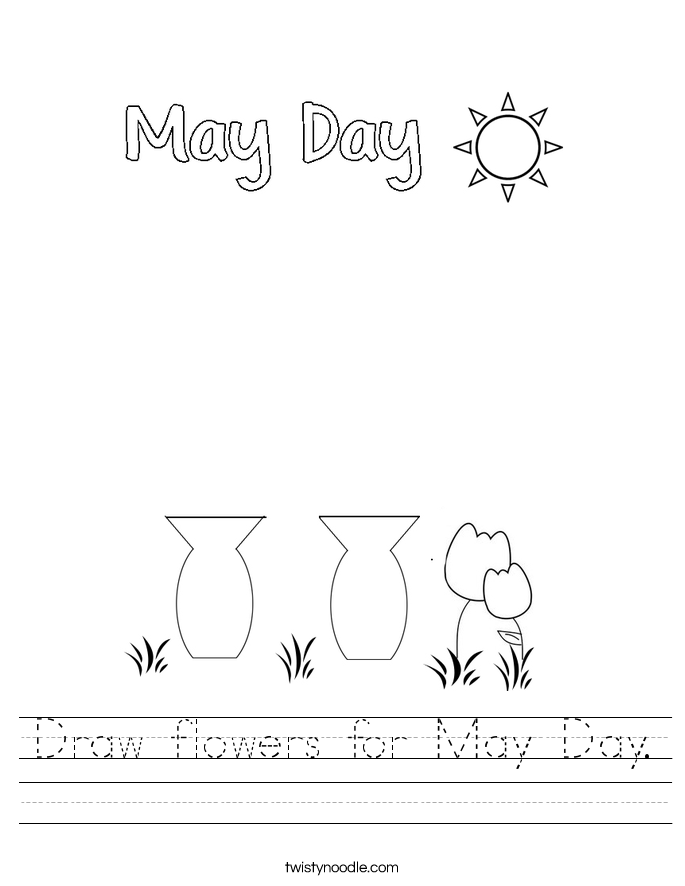 Draw flowers for May Day Worksheet Twisty Noodle