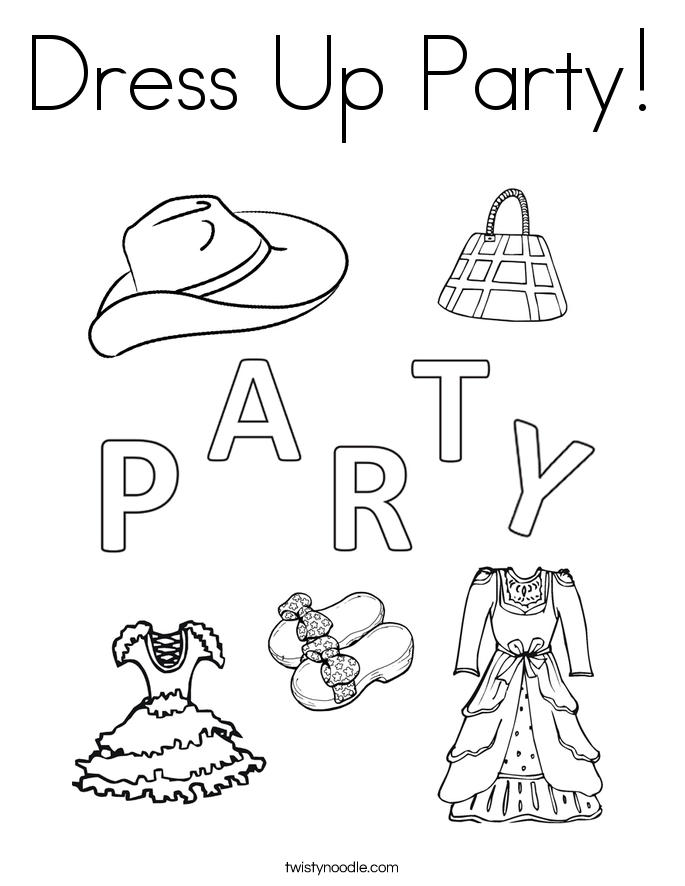 Dress Up Party Coloring Page - Twisty Noodle