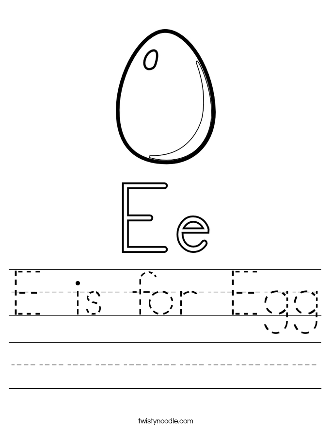 Letter E Worksheets Twisty Noodle E Is For Egg Handwriting Sheet