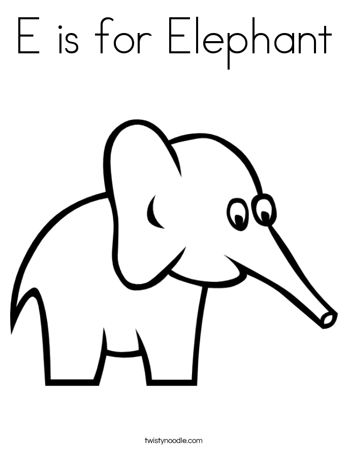 E Is For Elephant Coloring Page e is for elephant coloring page twisty noodle