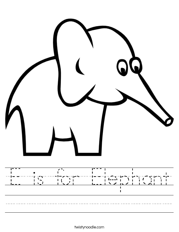 E is for Elephant Worksheet - Twisty Noodle