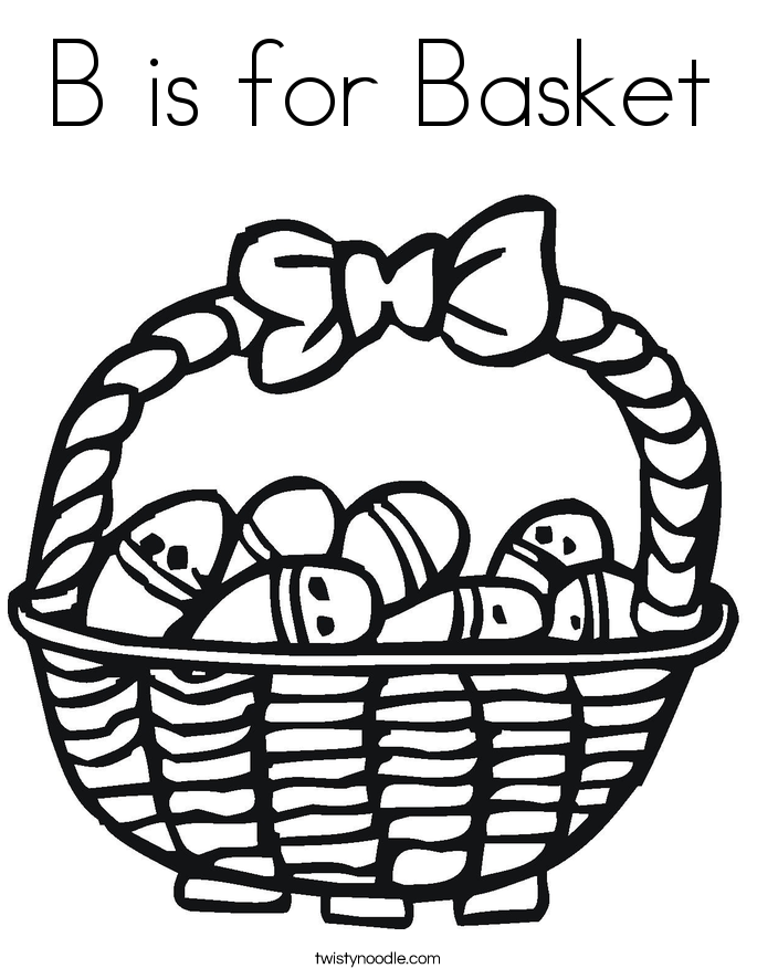 b is for basket coloring page