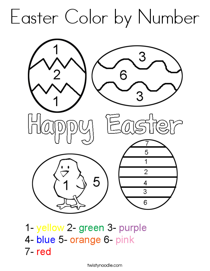 Easter Color by Number Coloring Page - Twisty Noodle