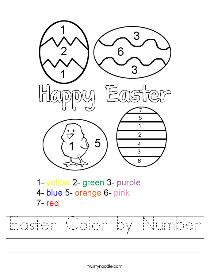 easter color by number worksheet