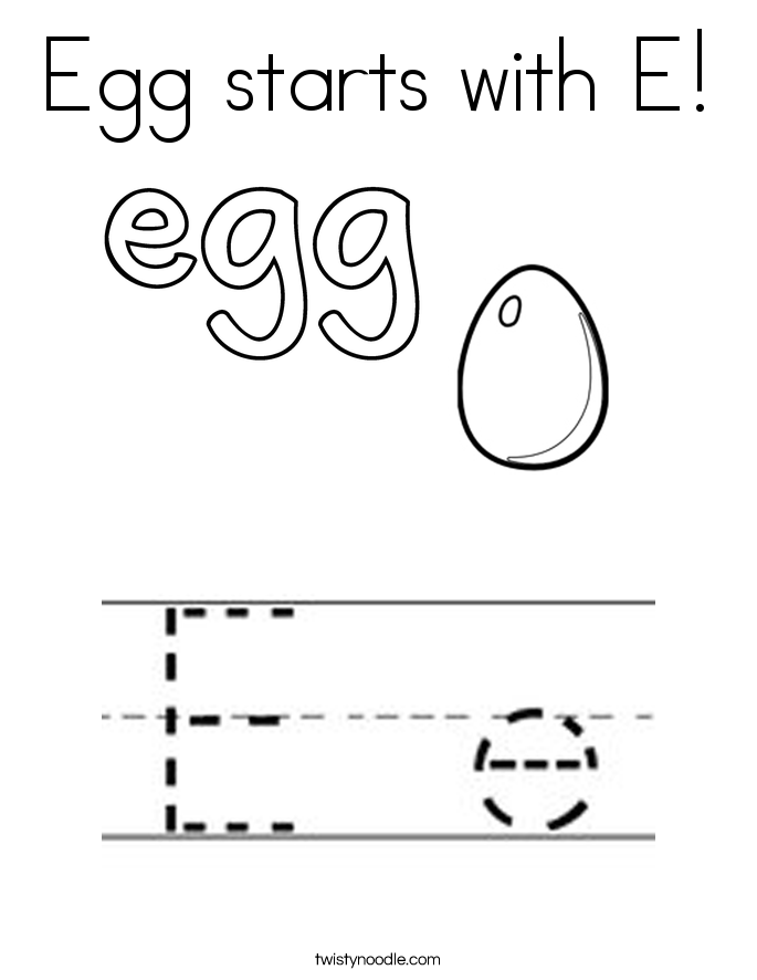 egg starts with e coloring page