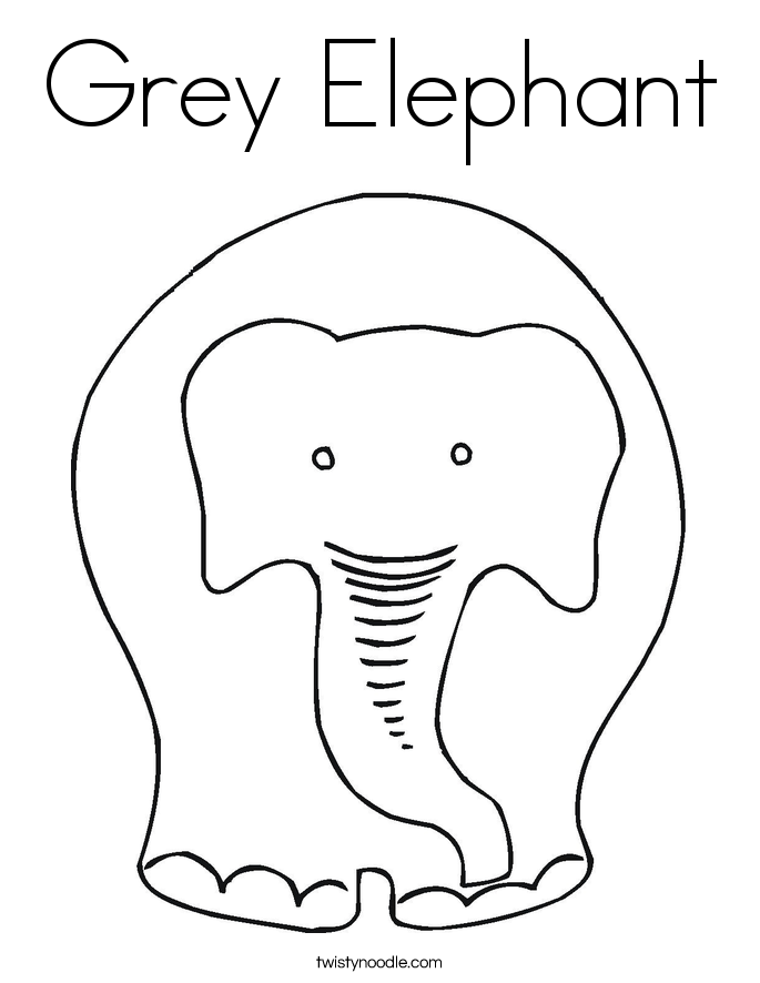 Grey Elephant Coloring Page Twisty Noodle White Pages