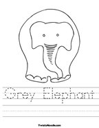 Grey Elephant Handwriting Sheet