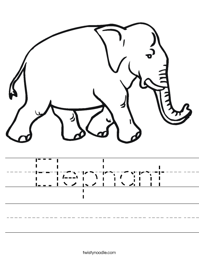 Elephant Worksheet - Twisty Noodle