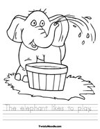 The elephant likes to play  Handwriting Sheet