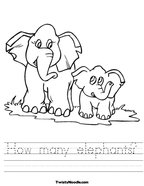 How many elephants Handwriting Sheet