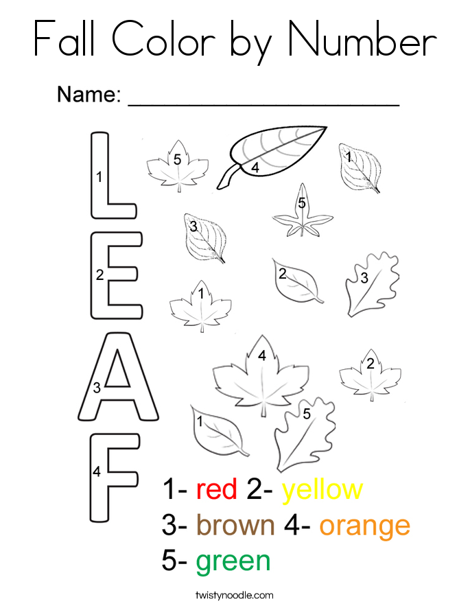 Fall Color By Number Coloring Page Twisty Noodle Fall Color By Number Coloring Page Twisty Noodle
