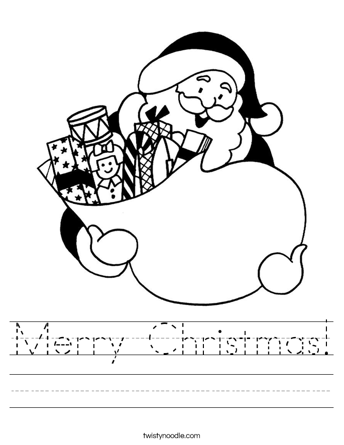 Merry Christmas Worksheet Twisty Noodle