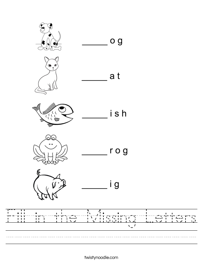 Fill in the Missing Letters Worksheet Twisty Noodle Fill in the Missing Letters Worksheet Twisty Noodle