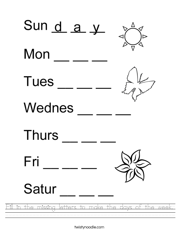 fill-in-the-missing-letters-to-make-the-days-of-the-week-worksheet