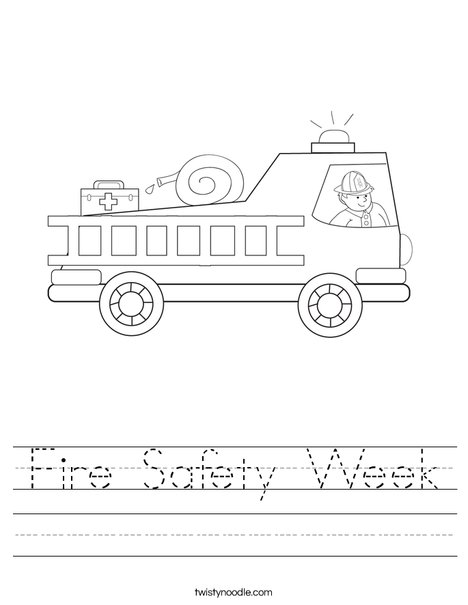 Printables Fire Safety Worksheets fire safety week worksheet twisty noodle truck with firefighter worksheet