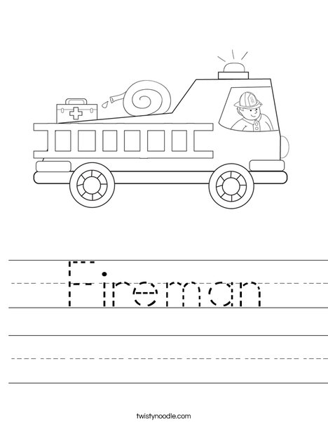 Fireman Worksheet - Twisty Noodle