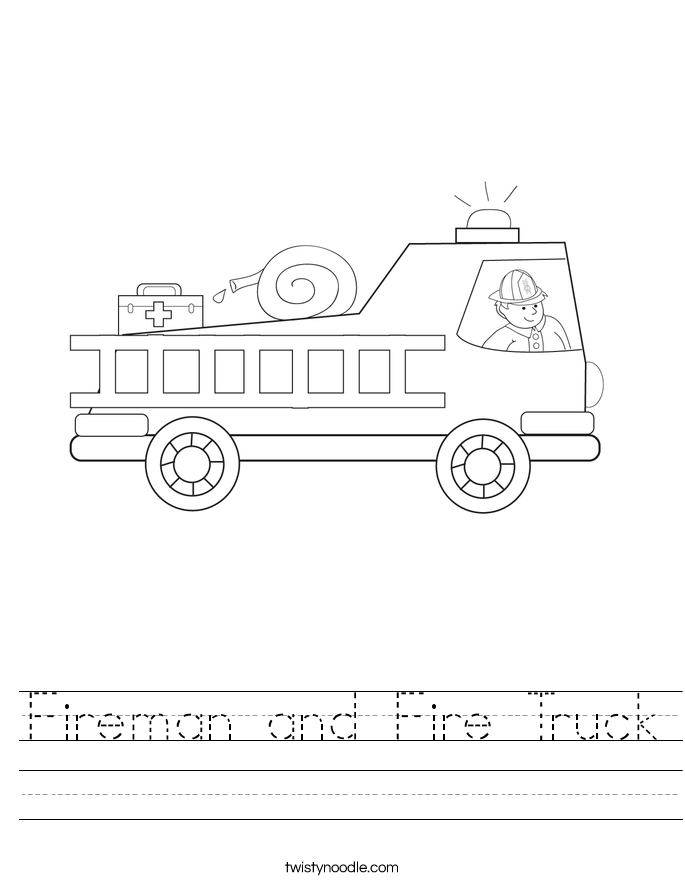 Fireman and Fire Truck Worksheet - Twisty Noodle