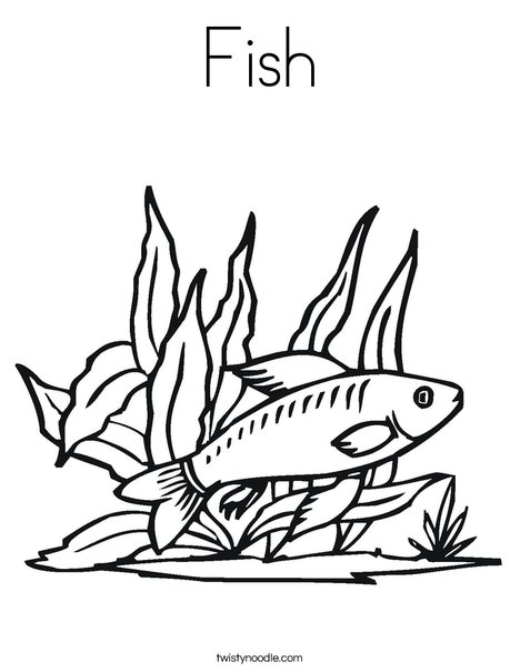 fish in seaweed coloring page